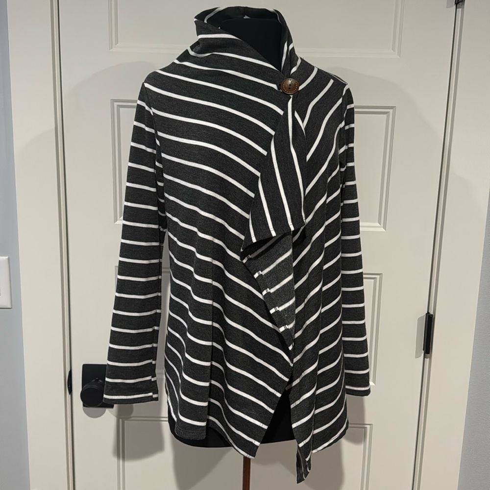Bobeau Striped Fleece Lined Sweater in Sz Petite Large